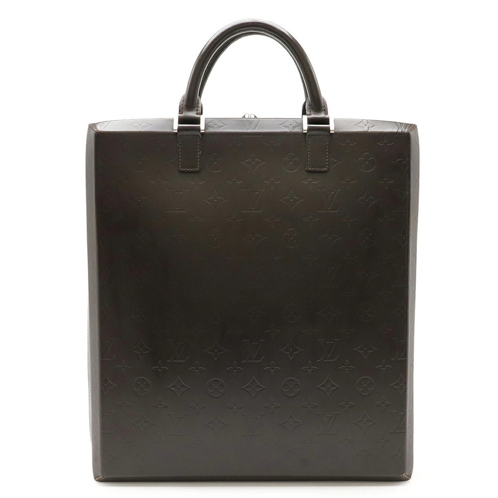 LOUIS VUITTON Monogram Glace Erwin Handbag Leather Cafe Dark Brown
